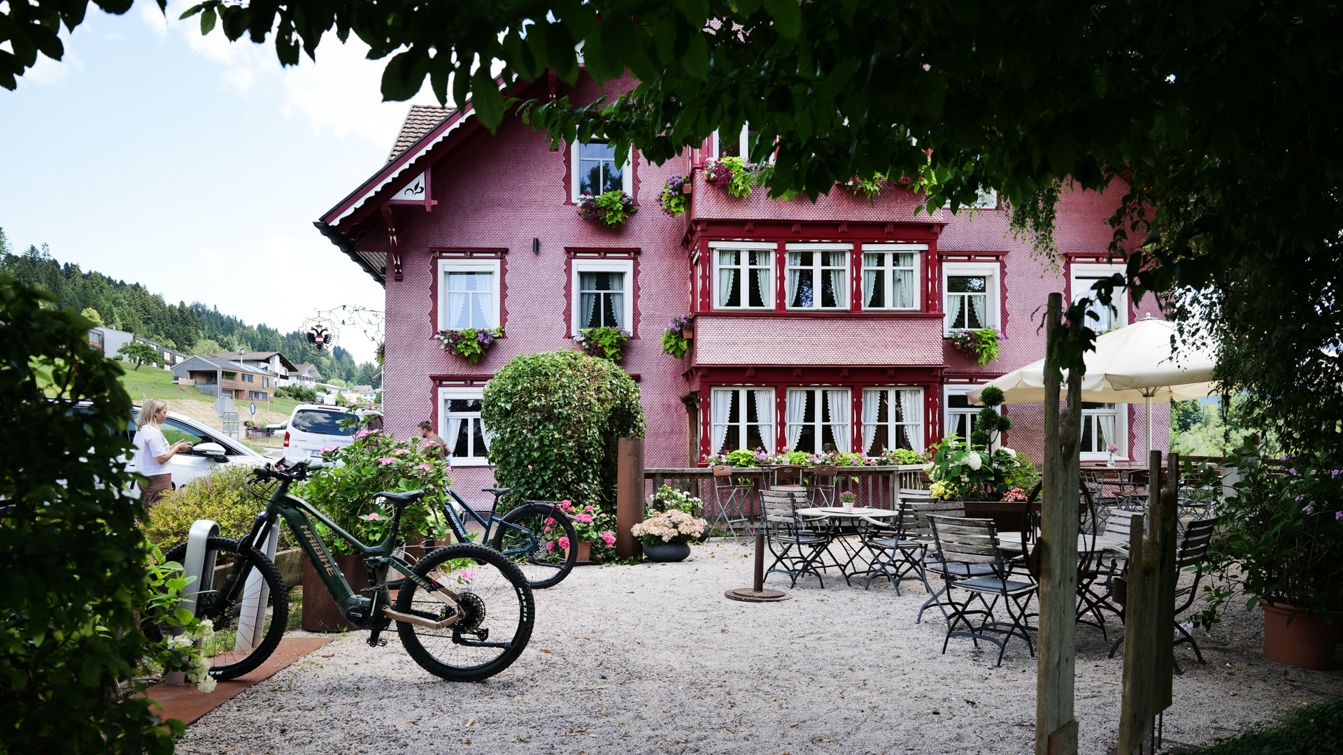 Fahrradparkplatz für Gasthaus